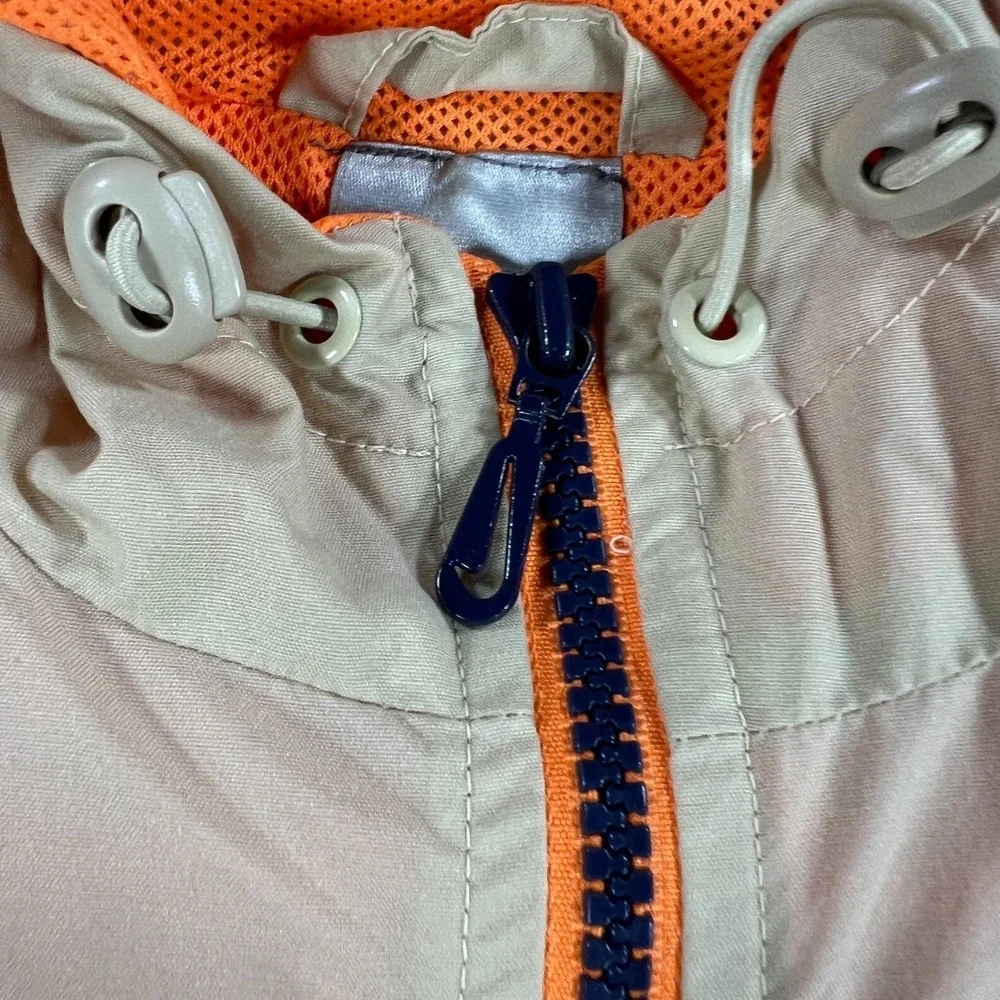 Vintage Nike Jacket Mens Medium Beige‎ Orange Mesh Lined 1/2 Zip Hooded